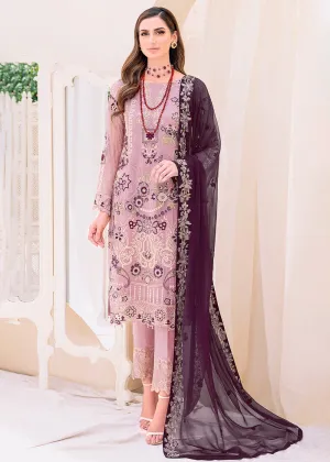 Mauve Embroidered Suit - Ramsha Chiffon Vol 23 - #F-2312