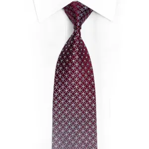 Mauve Interlocking Circles On Burgundy Rhinestone Silk Tie