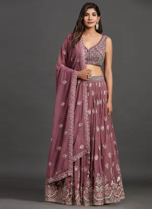 Mauve Multi Embroidery Traditional Lehenga Choli