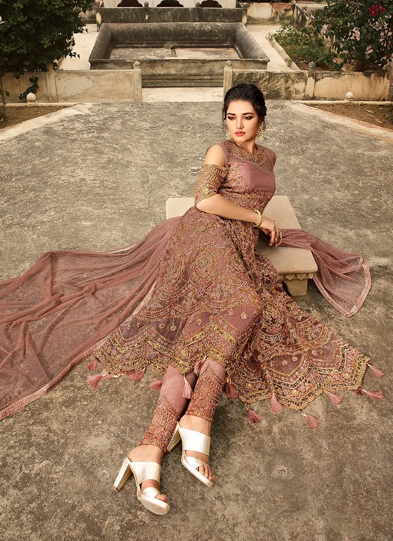 Mauve Overall Embellished Lehenga/Pant Suit