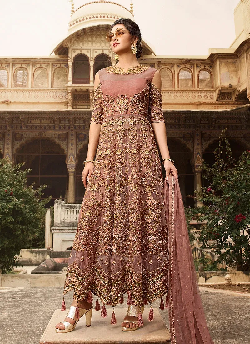 Mauve Overall Embellished Lehenga/Pant Suit