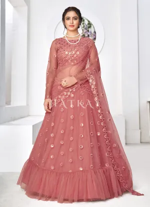 Mauve Pink Sequence Embroidered Designer Lehenga Choli