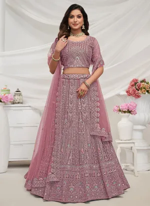 Mauve Purple Multi Embroidery Lehenga Choli For Wedding