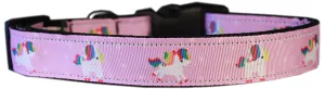 Mauve Unicorns Nylon Dog Collar Xl