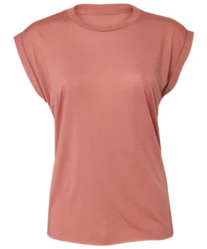 Mauve - Women's flowy muscle tee with rolled cuff