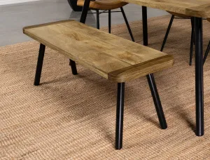 Maverick Rectangular Dining Bench Natural Mango and Black