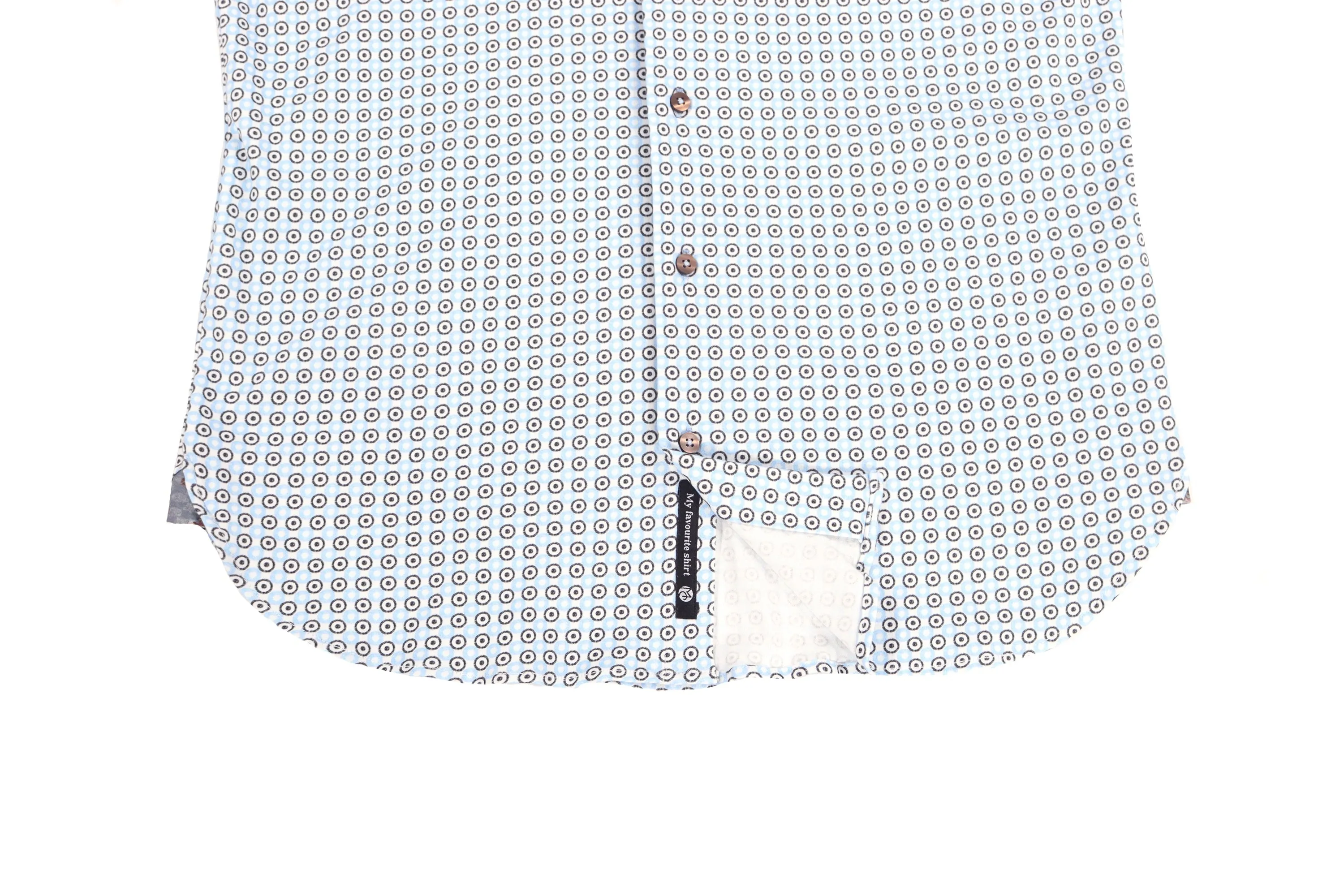 Max Colton White with Light Cyan and Black Circles Short Sleeve Jersey Knit