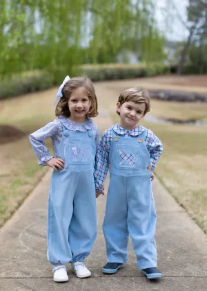 Max Overalls Long in Cambridge Blue Non-Wrinkle Corduroy