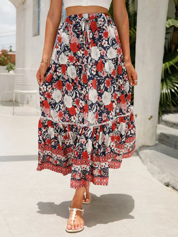 Maxi Cotton Bohemian Beach Resort Skirt