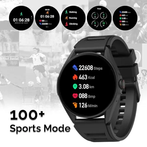 Maxima Sprint 1.39" HD Large Round Dial Smart Watches for Men, Bluetooth Calling Smart Watch, 600 Nits, 8 Days Battery, 100  Sports Mode with IP67, SpO2, Sleep Tracker, Digital Watch for Men & Women