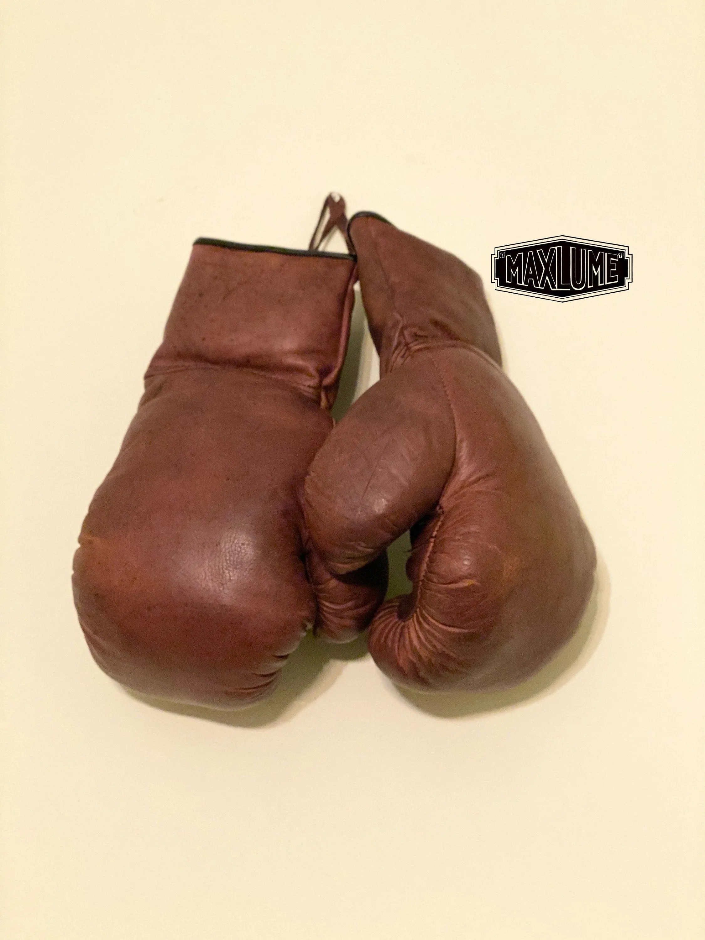 Maxlume ~ Genuine Leather Vintage Retro Lace Up Brown Boxing Gloves Heritage