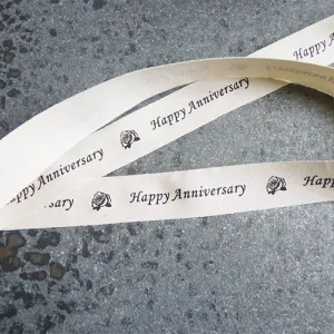 May Arts Ivory Cotton Ribbon - Happy Anniversary