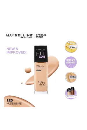 Maybelline Fit Me Dewy   Smooth Liquid Foundation SPF 23 - 125 Nude Beige 30ml