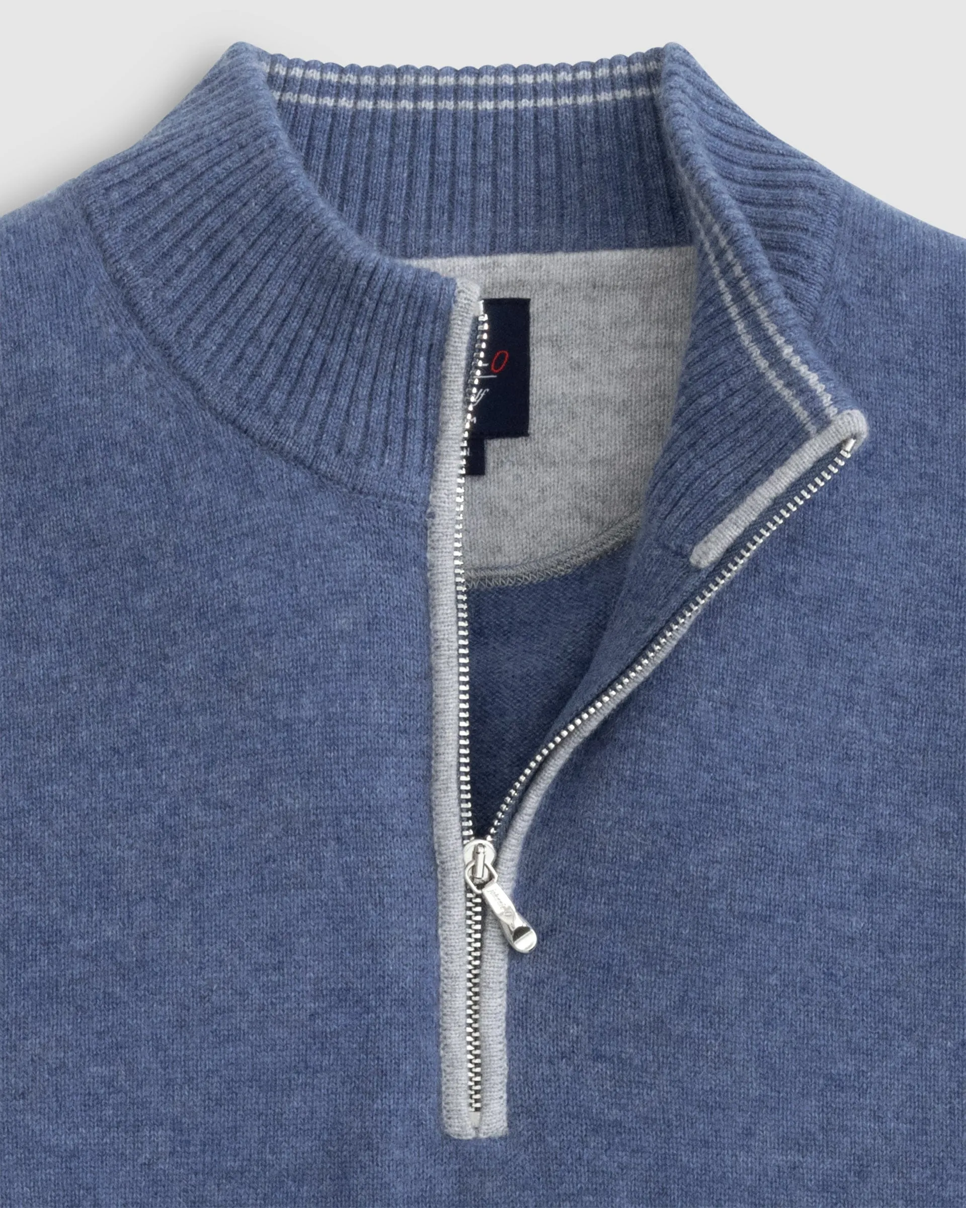 Mayfair Cashmere Quarter Zip Sweater in Laguna Blue by Johnnie-O