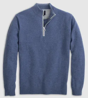 Mayfair Cashmere Quarter Zip Sweater in Laguna Blue by Johnnie-O