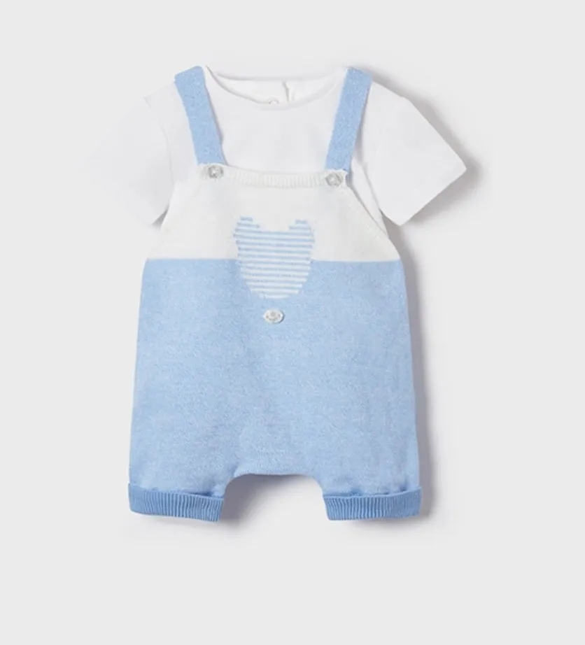 Mayoral Baby Boys ECOFRIENDS Organic Blue Knit Overalls & Shirt Set