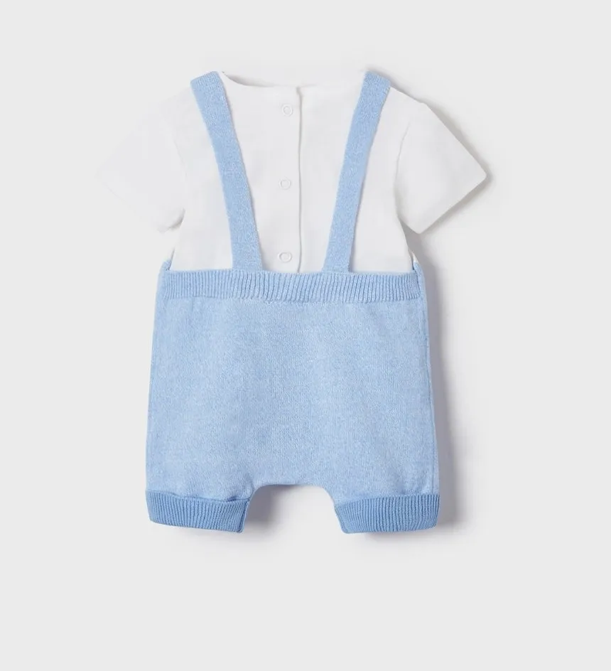 Mayoral Baby Boys ECOFRIENDS Organic Blue Knit Overalls & Shirt Set