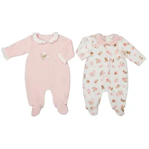 MAYORAL - Little Bird Floral Babygrow Two Pack - Blush