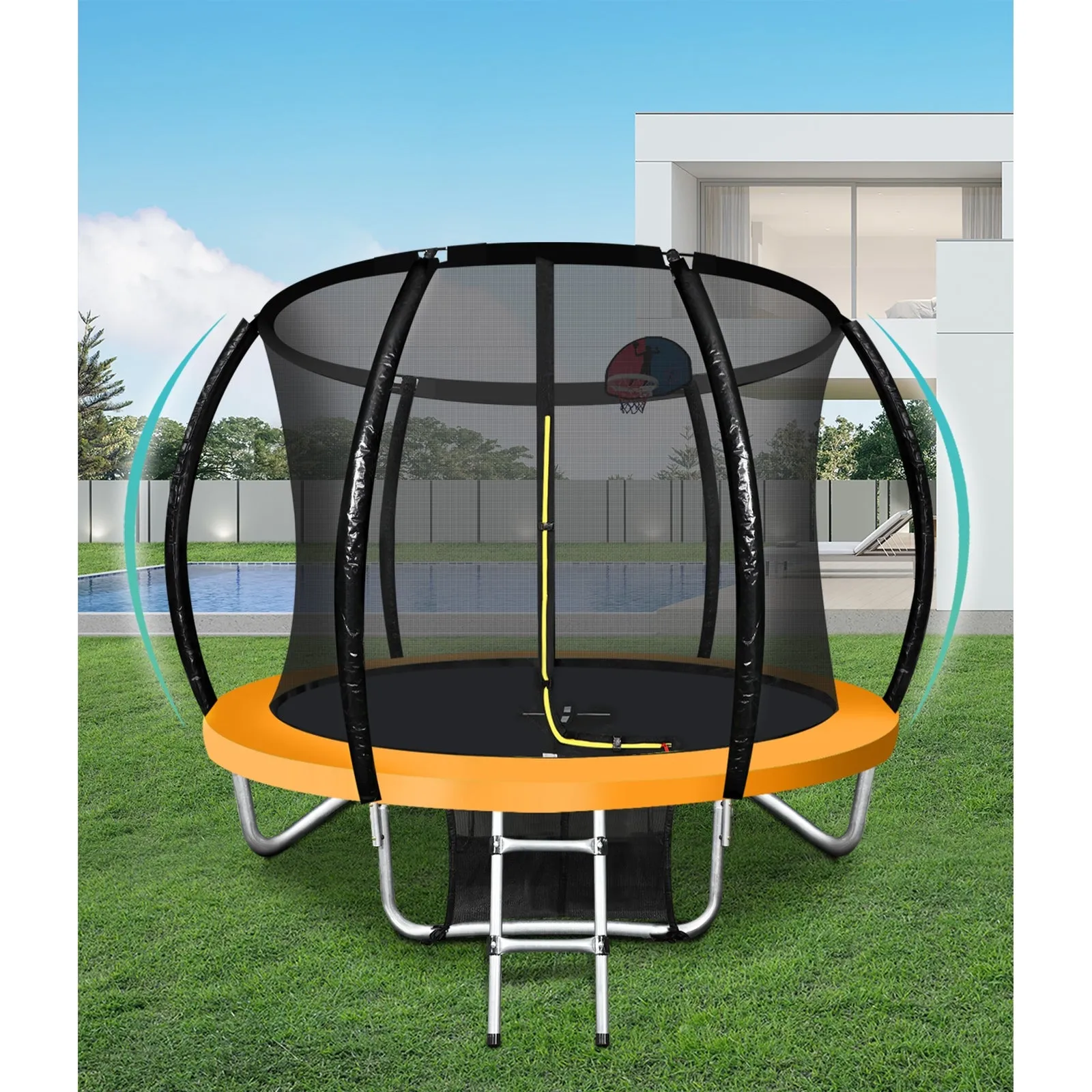 Mazam 12FT Trampoline Kids Round Trampolines Basketball set Safety Net Enclosure