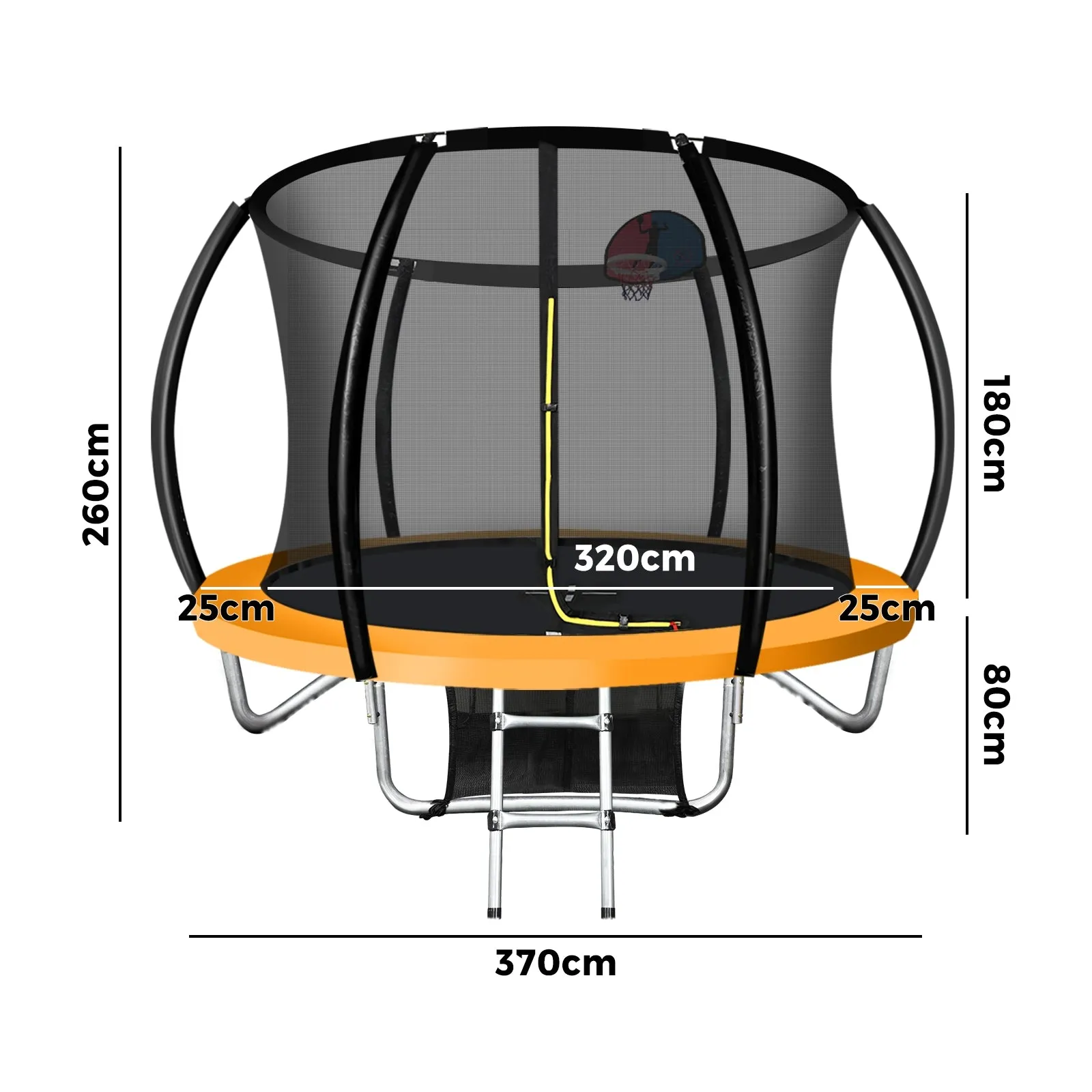 Mazam 12FT Trampoline Kids Round Trampolines Basketball set Safety Net Enclosure