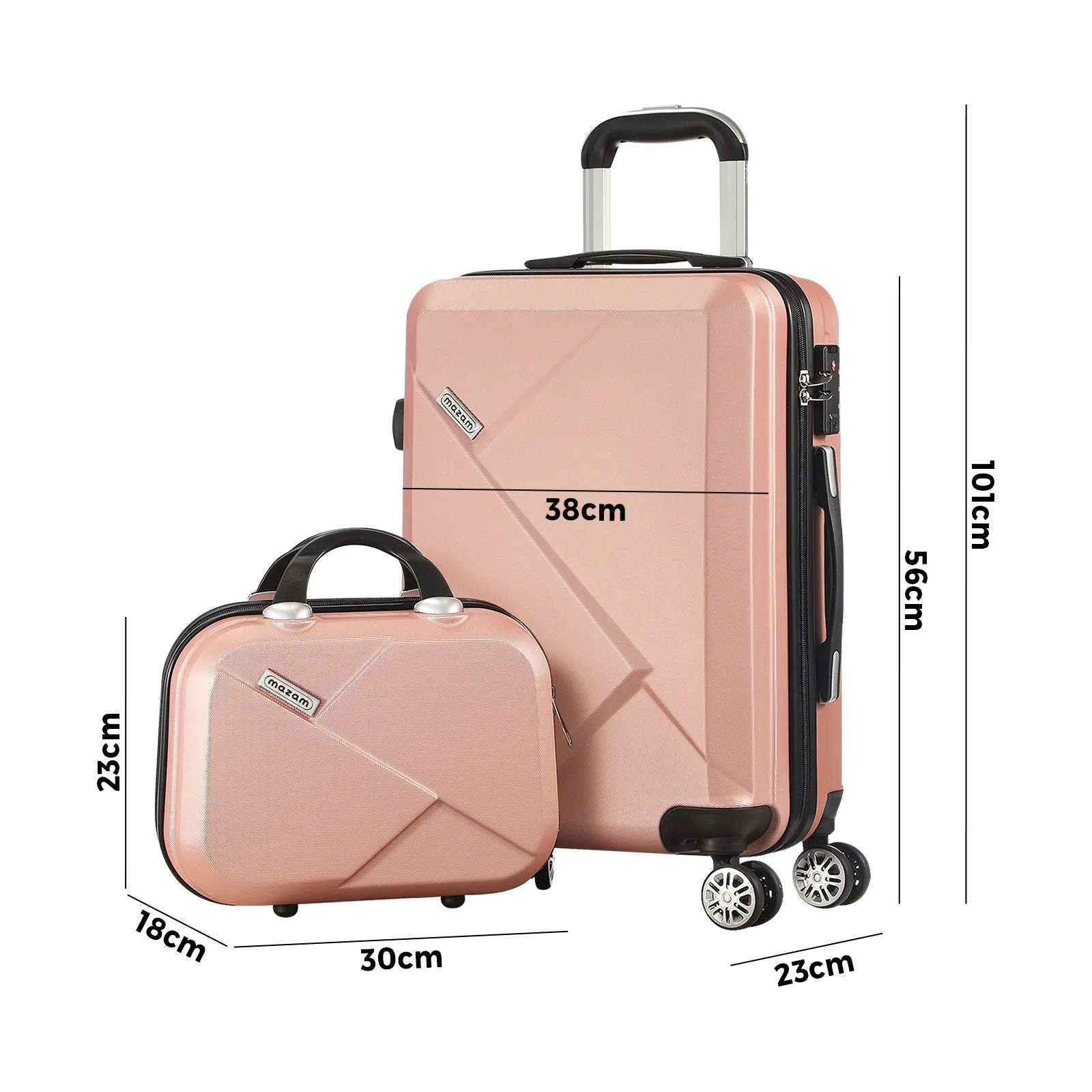 Mazam 2PCS Luggage Suitcase Trolley Set Travel TSA Lock Storage Hard Case Pink