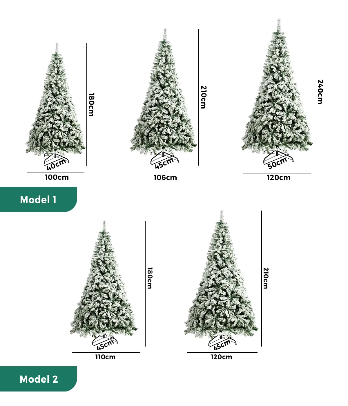 Mazam Christmas Tree 1.8M/2.1M/2.4M Xmas Trees Decoration White Snow Flocked