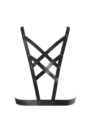 Maze Vegan Leather Cross Cleavage Harness