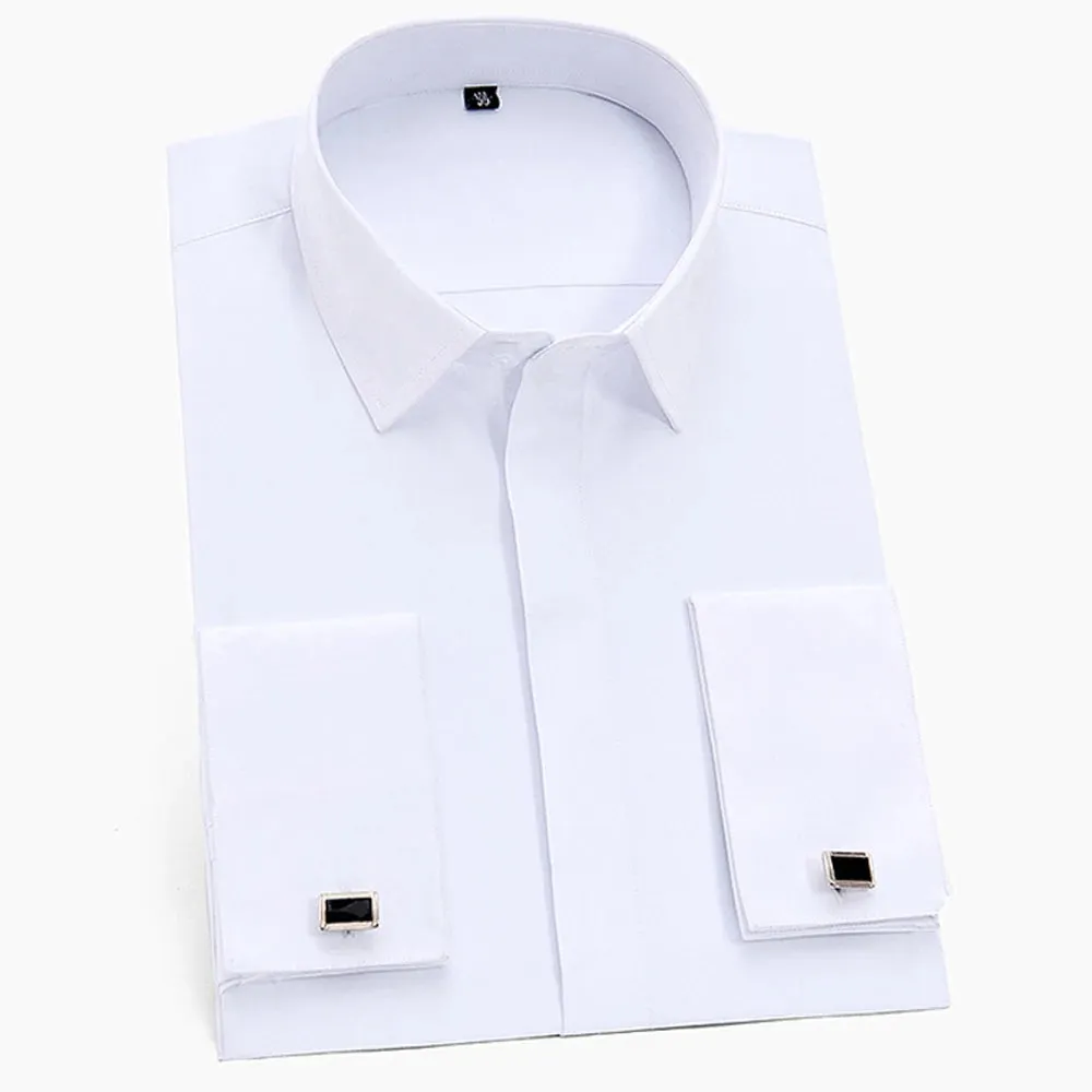 MC - Classic French Cuff Shirt: White, standard-fit, long sleeve, perfect for office wear