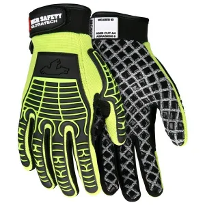 MC500M MCR Safety UltraTech Mechanics Gloves, Medium, Synthetic, Black/Lime