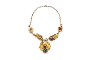 MCCLELLAND BARCLAY Gold Plated Oak Leaf and Multi Colour Stones Necklace