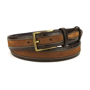 McLaren Dark Choc/Conker Two Tone Suede/Leather Mix Belt