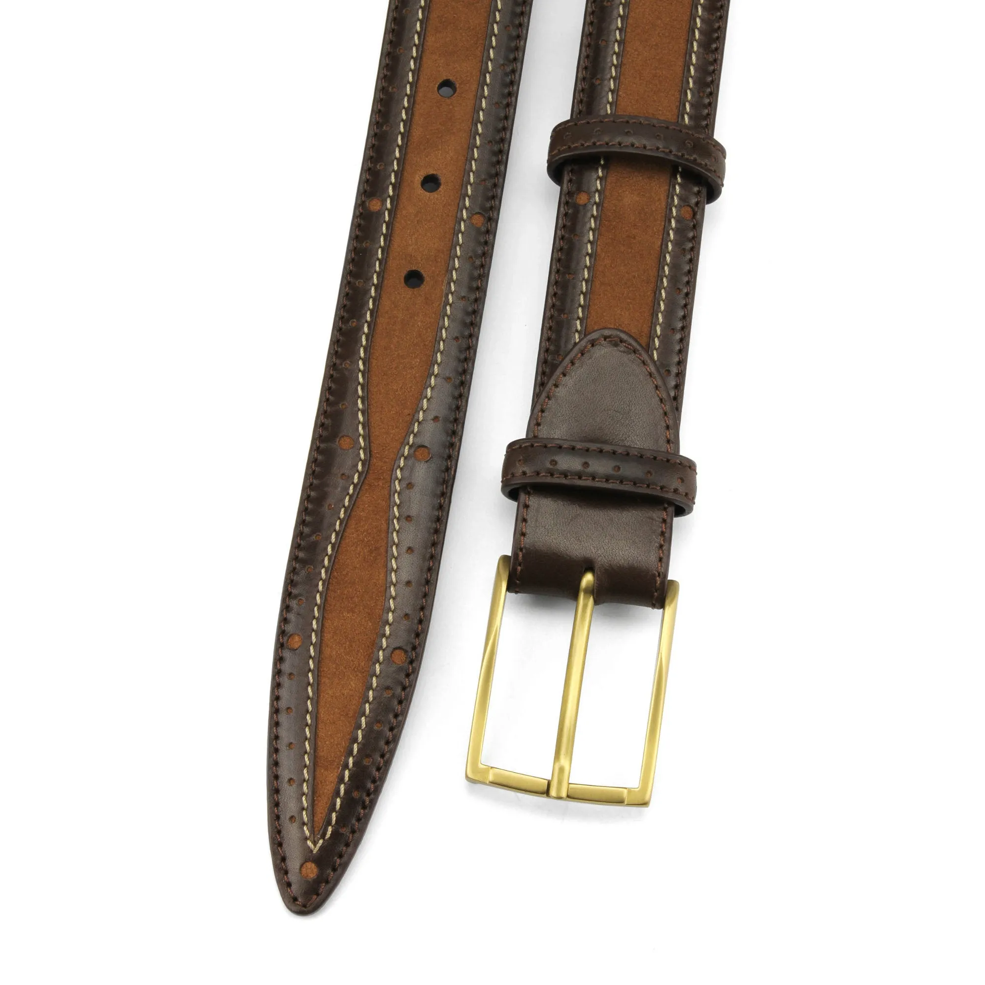 McLaren Dark Choc/Conker Two Tone Suede/Leather Mix Belt