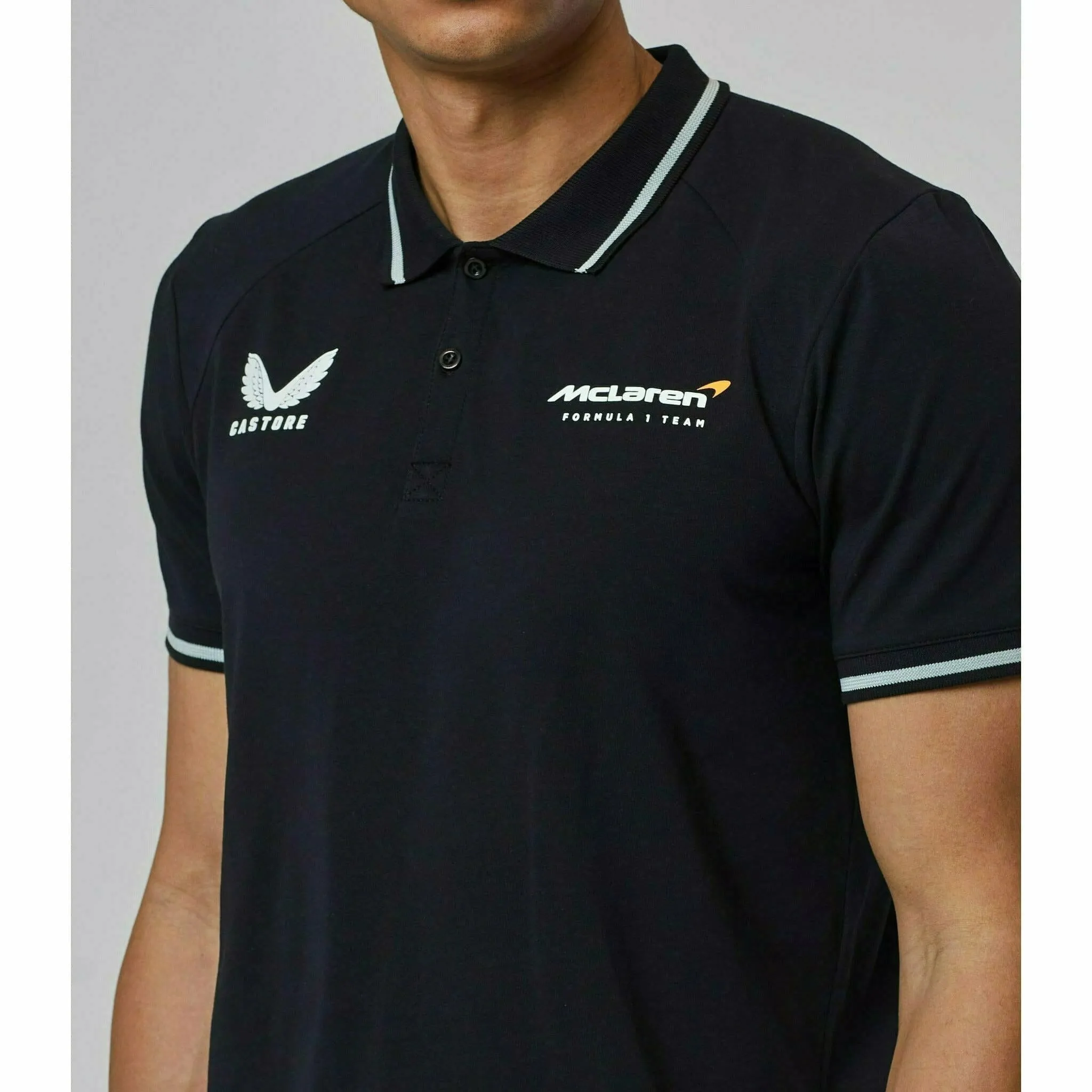 McLaren F1 Men's Lifestyle Polo Shirt- Black/Gray/Blue/White