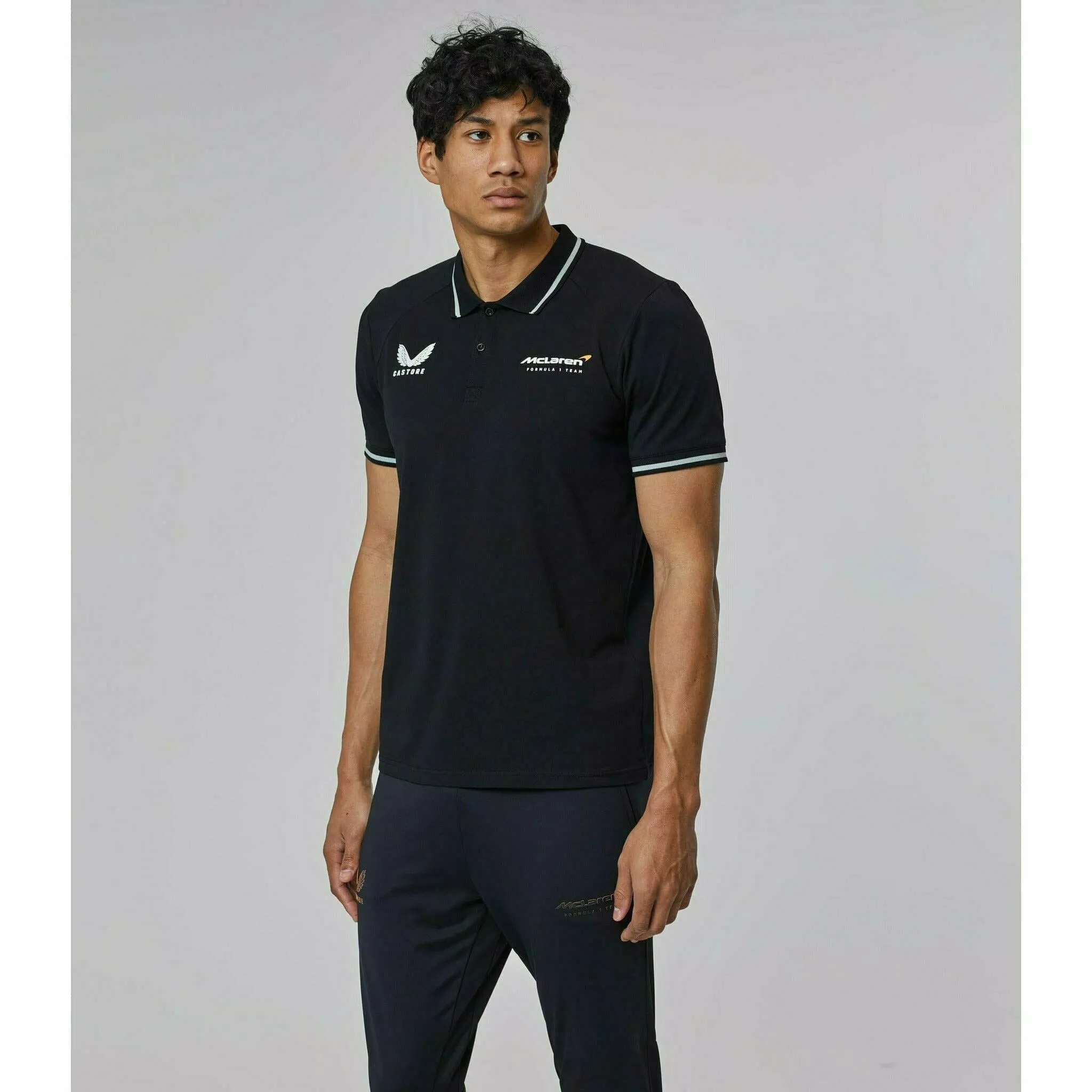 McLaren F1 Men's Lifestyle Polo Shirt- Black/Gray/Blue/White