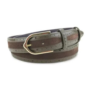 Mclaren Khaki/Dark Choc Two Tone Suede/Leather Mix Bridle Belt