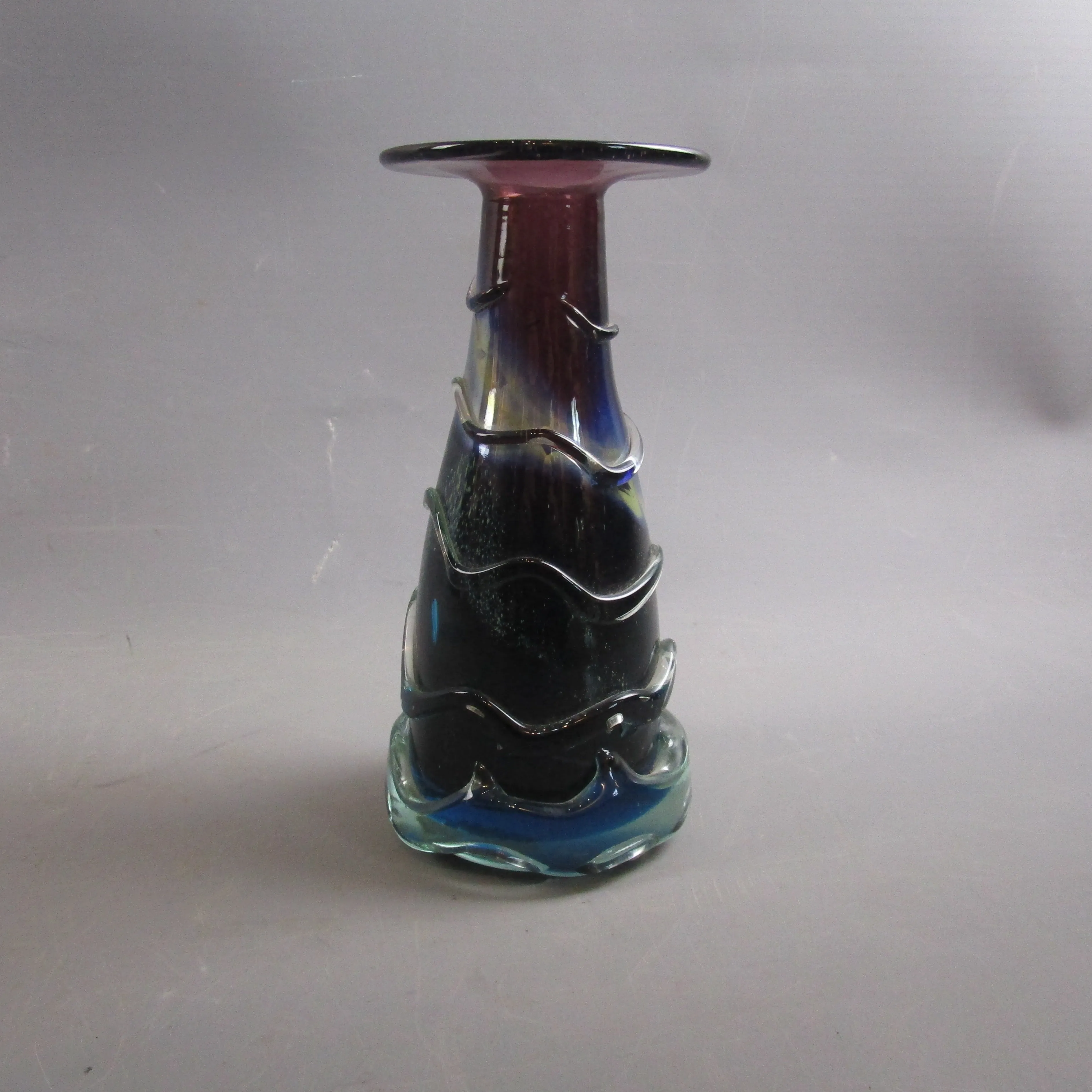 Mdina Flat Top Bottle Art Glass Vase Vintage c1970