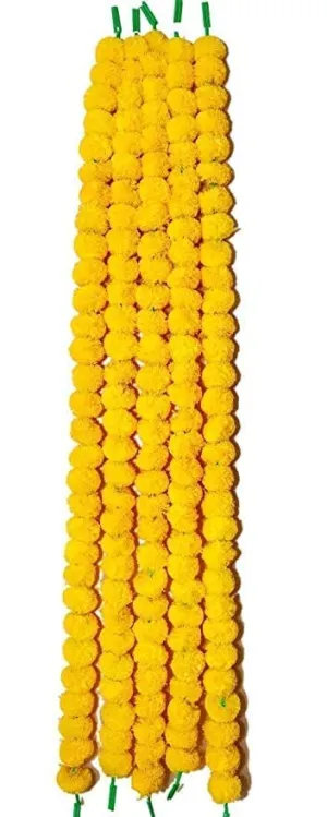 ME-ONE Marigold Flower Door Toran Garland for Home Door Pooja Office Decoration Wall Hanging Mala Height Size - 54inch Yellow (Pack of 5)