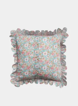 MEADOW SONG Liberty Embroidered Letter Scallop Edge Cushion