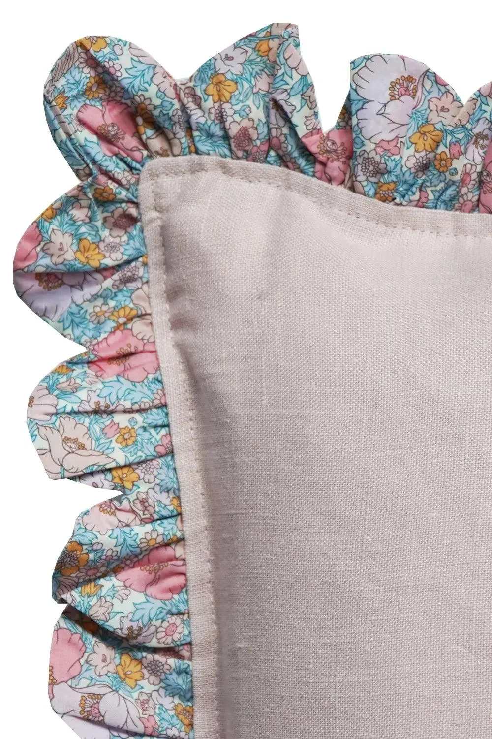 MEADOW SONG Liberty Embroidered Letter Scallop Edge Cushion