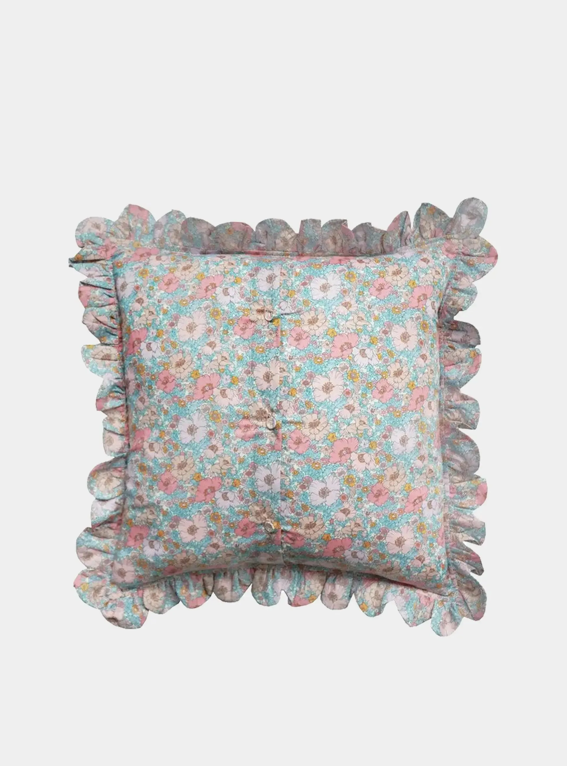 MEADOW SONG Liberty Embroidered Letter Scallop Edge Cushion