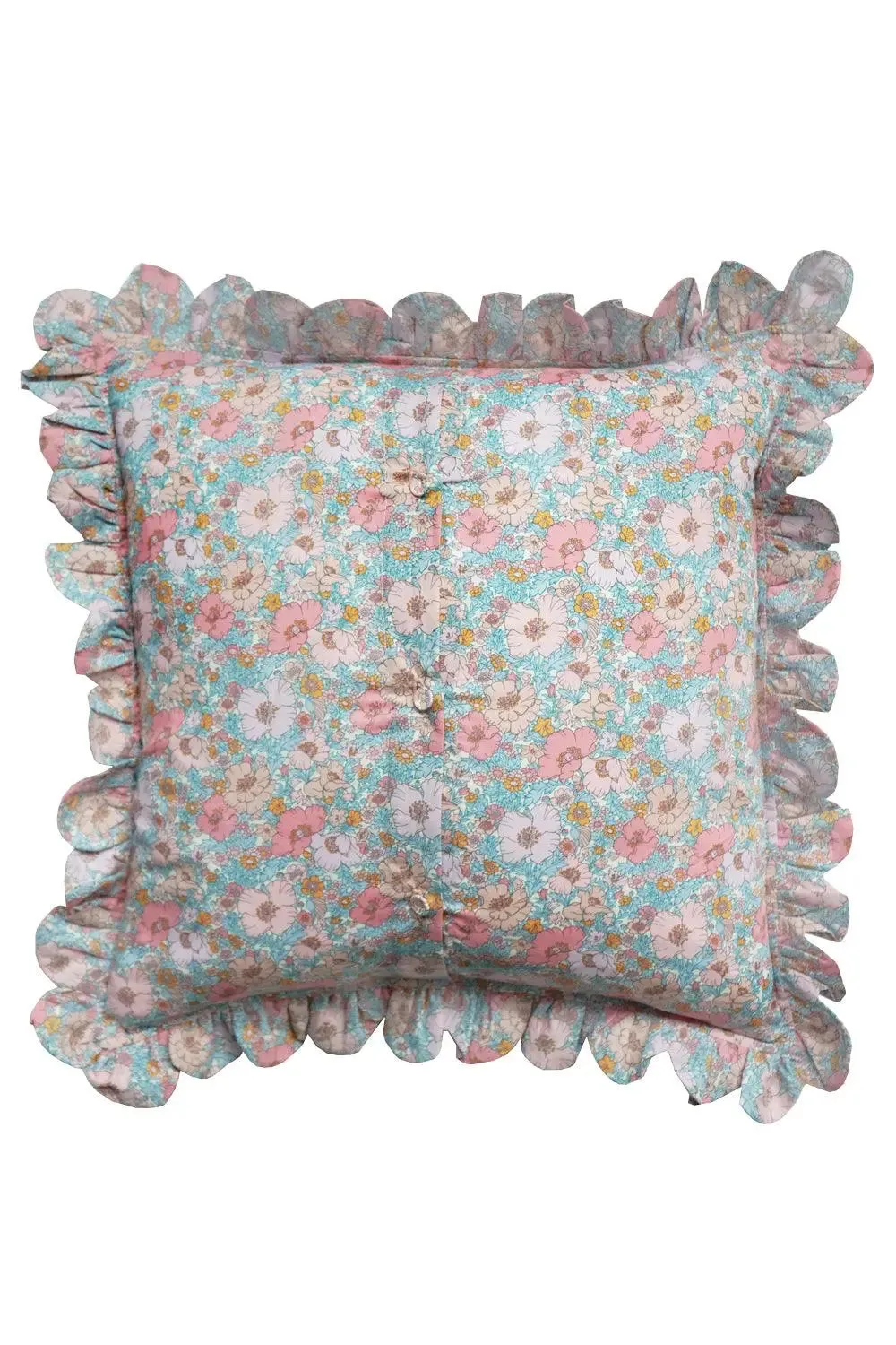 MEADOW SONG Liberty Embroidered Letter Scallop Edge Cushion