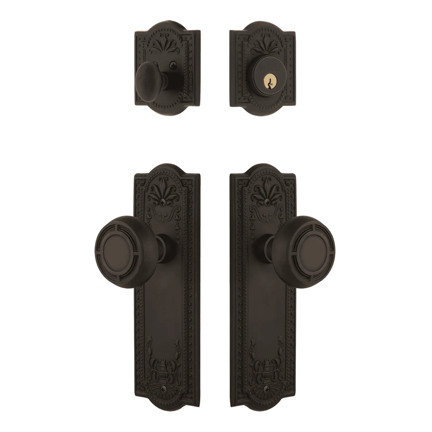 Meadows Entry Set with Mission Knob in Oil-Rubbed Bronze