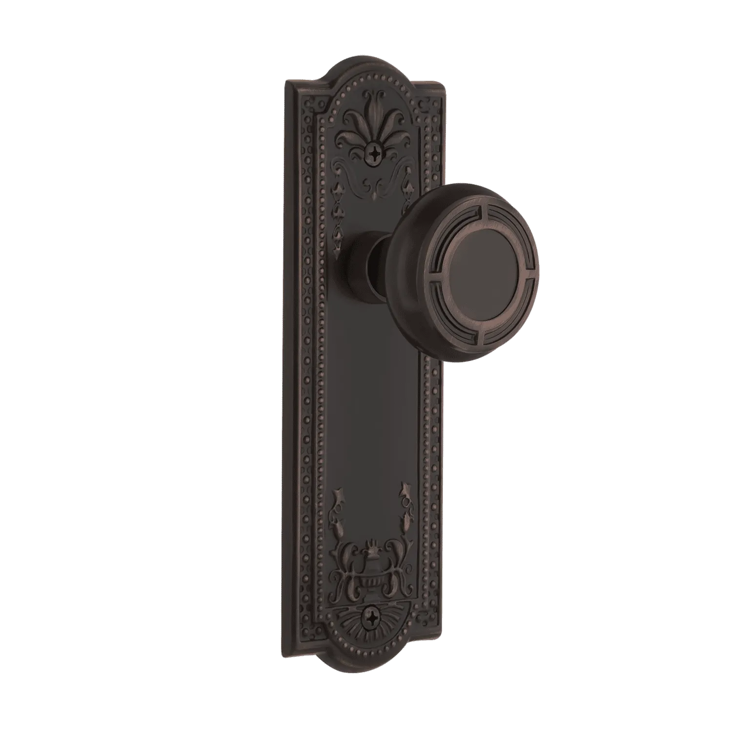 Meadows Long Plate with Mission Knob in Timeless Bronze