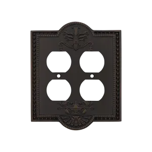 Meadows Switch Plate with Double Outlet in Timeless Bronze