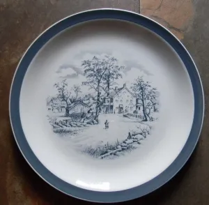 Meakin "Home In The Country" Slate Gray English Transferware Plate Charming Farmstead Pastoral Scene - Cottage in the Country -