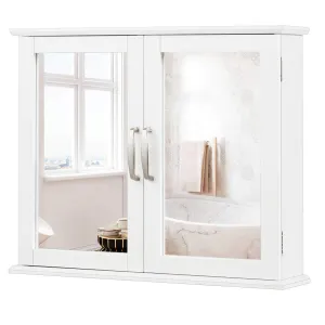 Medicine Cabinet with Mirror, Bathroom Wall Mounted Mirror Cabinet with Double Mirror Doors, 23.5 x 5.5 x 19.5 Inches (White)