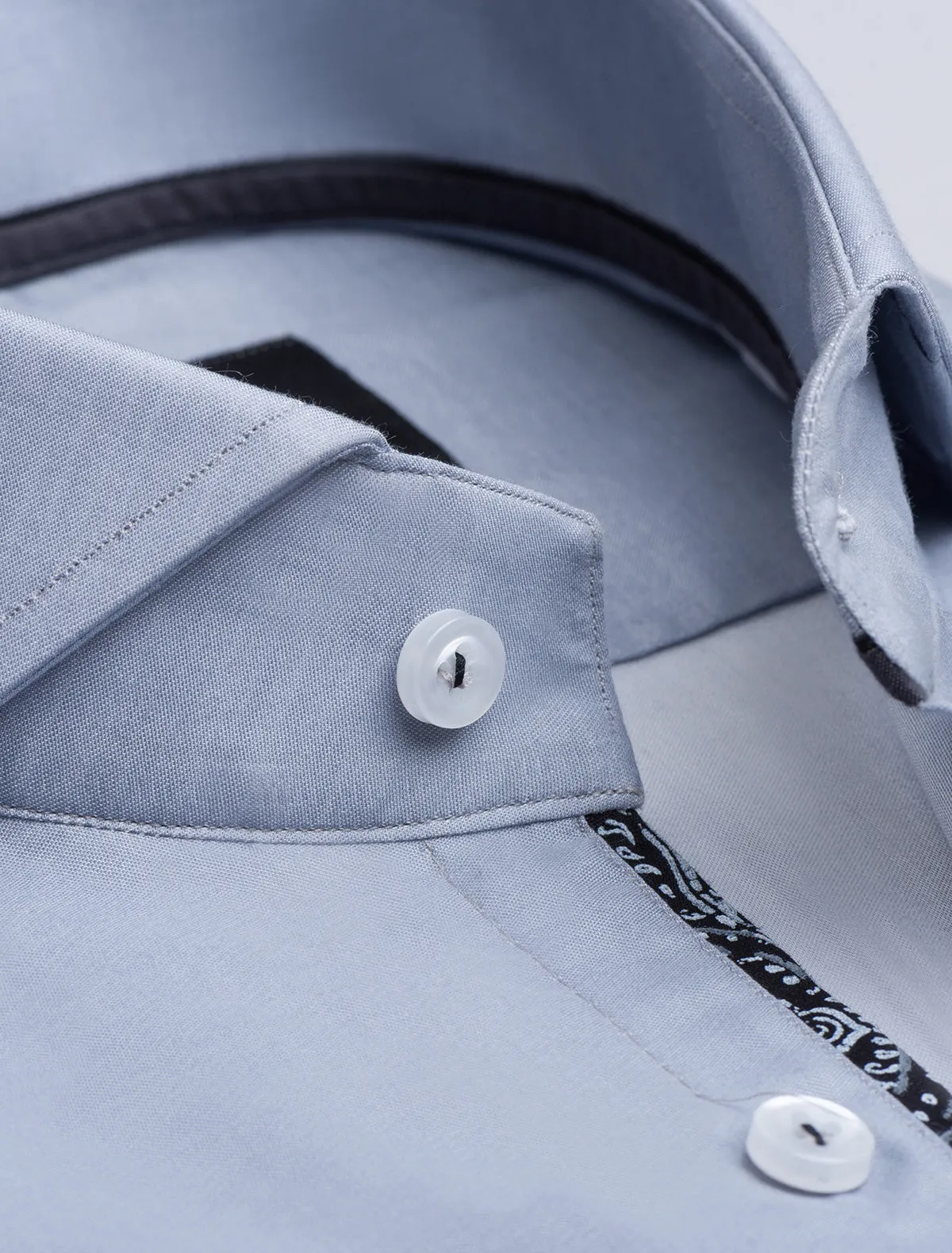 MEDIUM GREY SPREAD COLLAR COTTON SHIRT