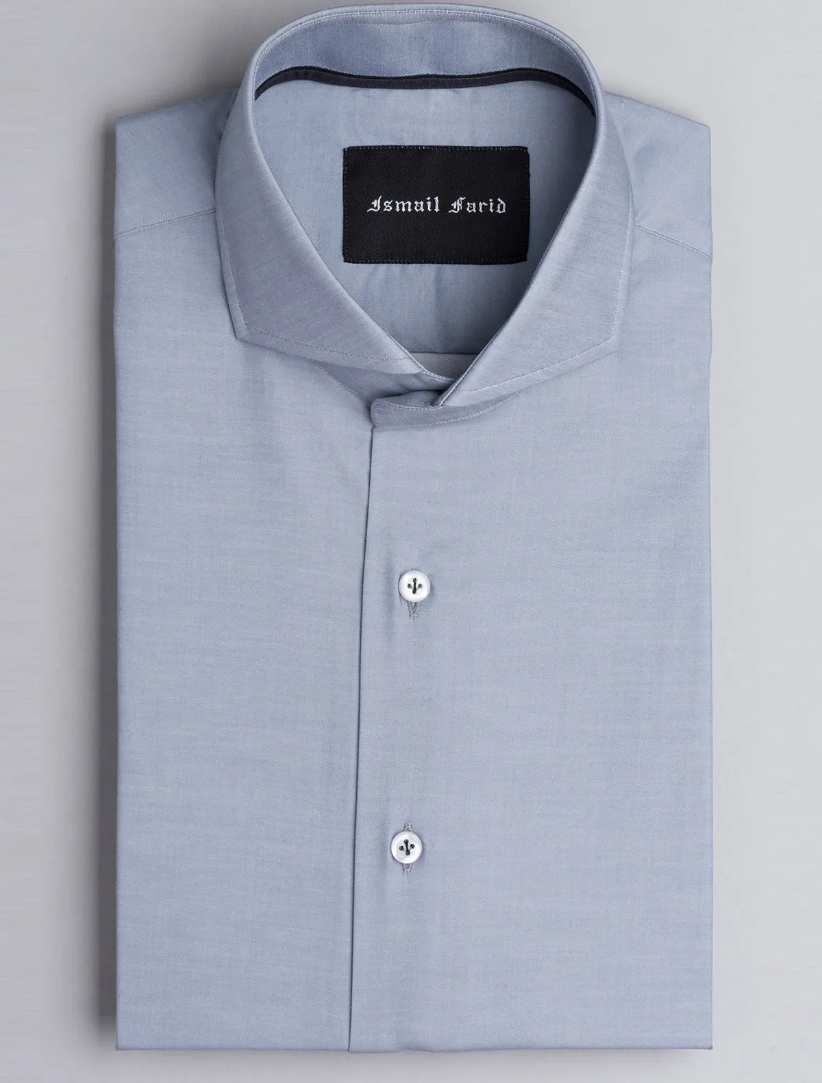 MEDIUM GREY SPREAD COLLAR COTTON SHIRT