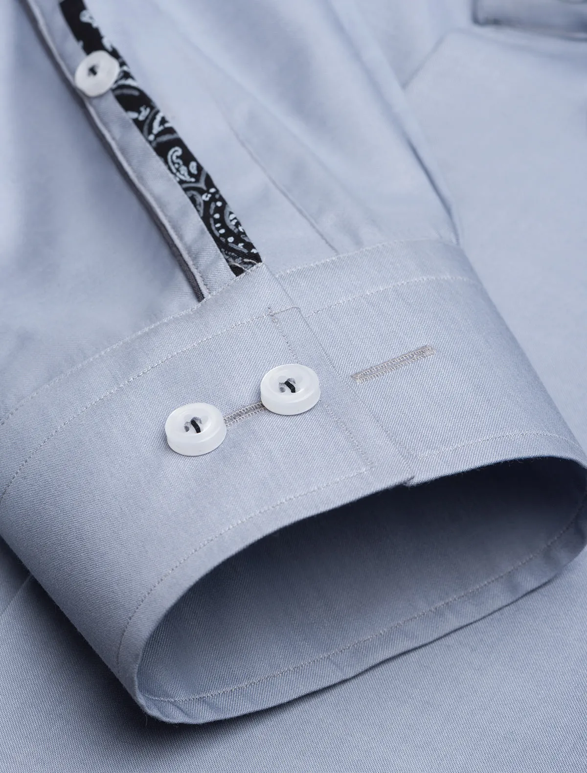 MEDIUM GREY SPREAD COLLAR COTTON SHIRT