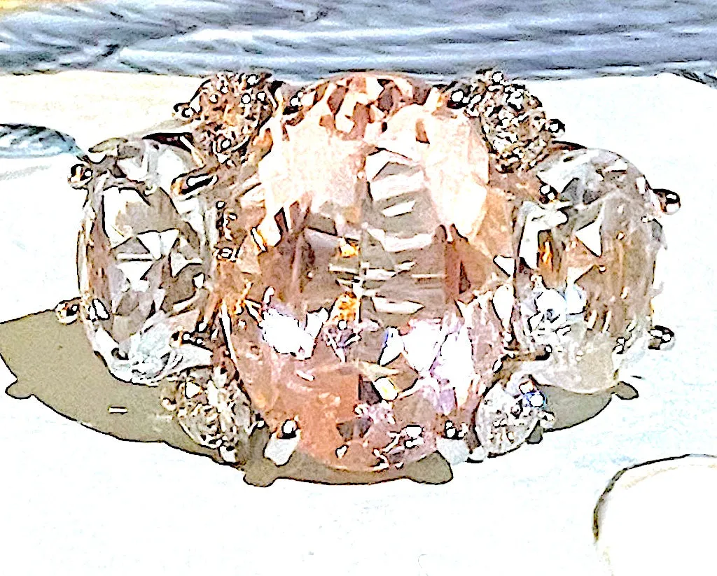 Medium GUM DROP™ Ring with Kunzite and Rock Crystal and Diamonds